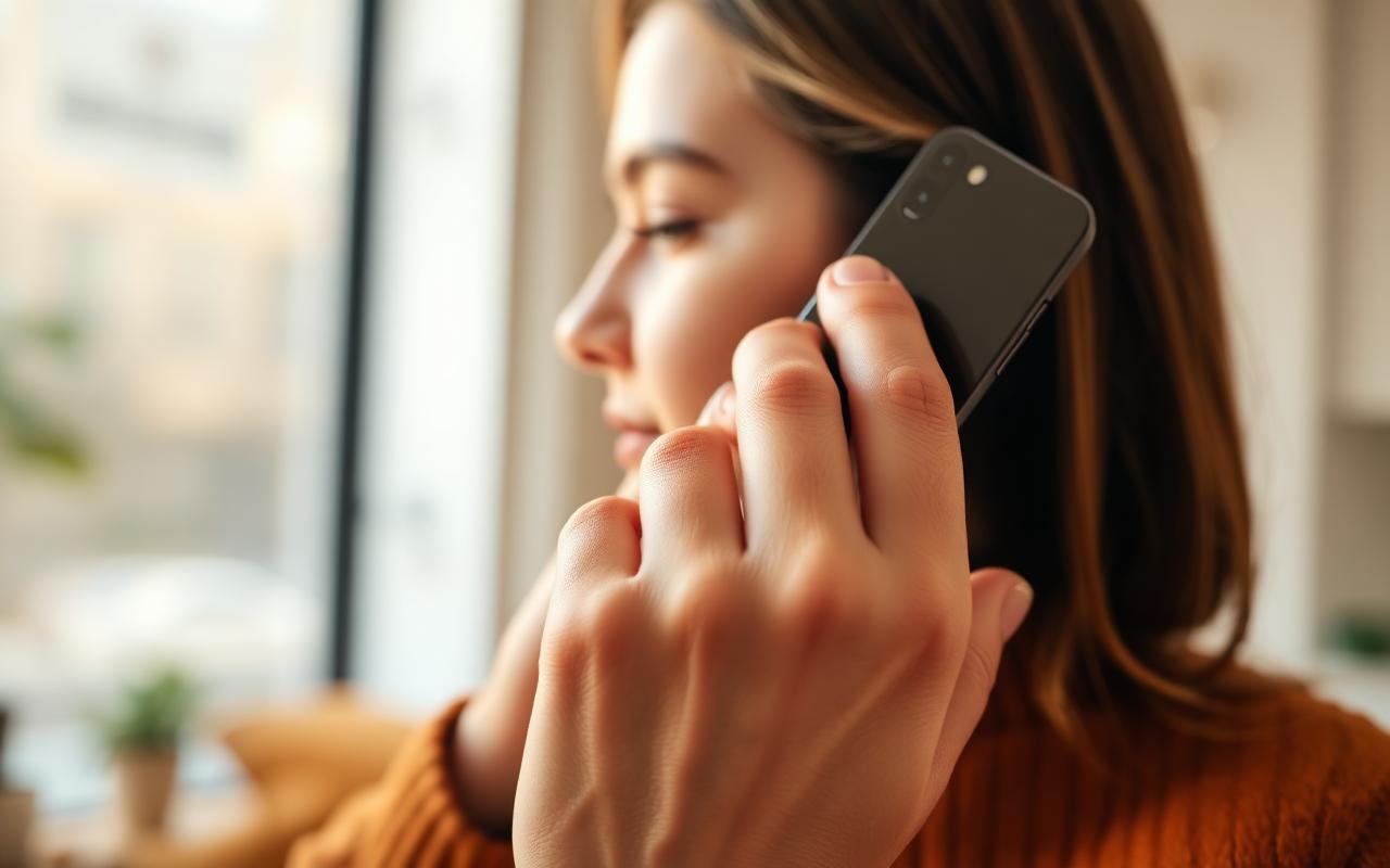 Person calling an appliance repair technician on a mobile phone to schedule a service visit.